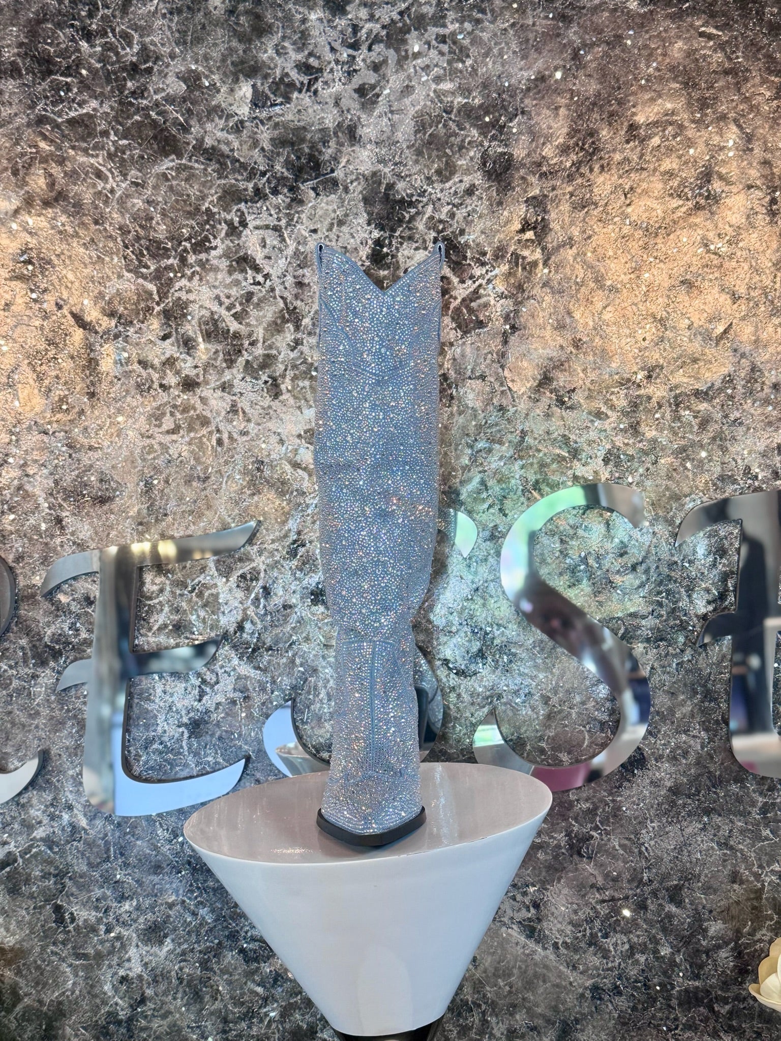 Bling All Over Denim Boots - Image 3