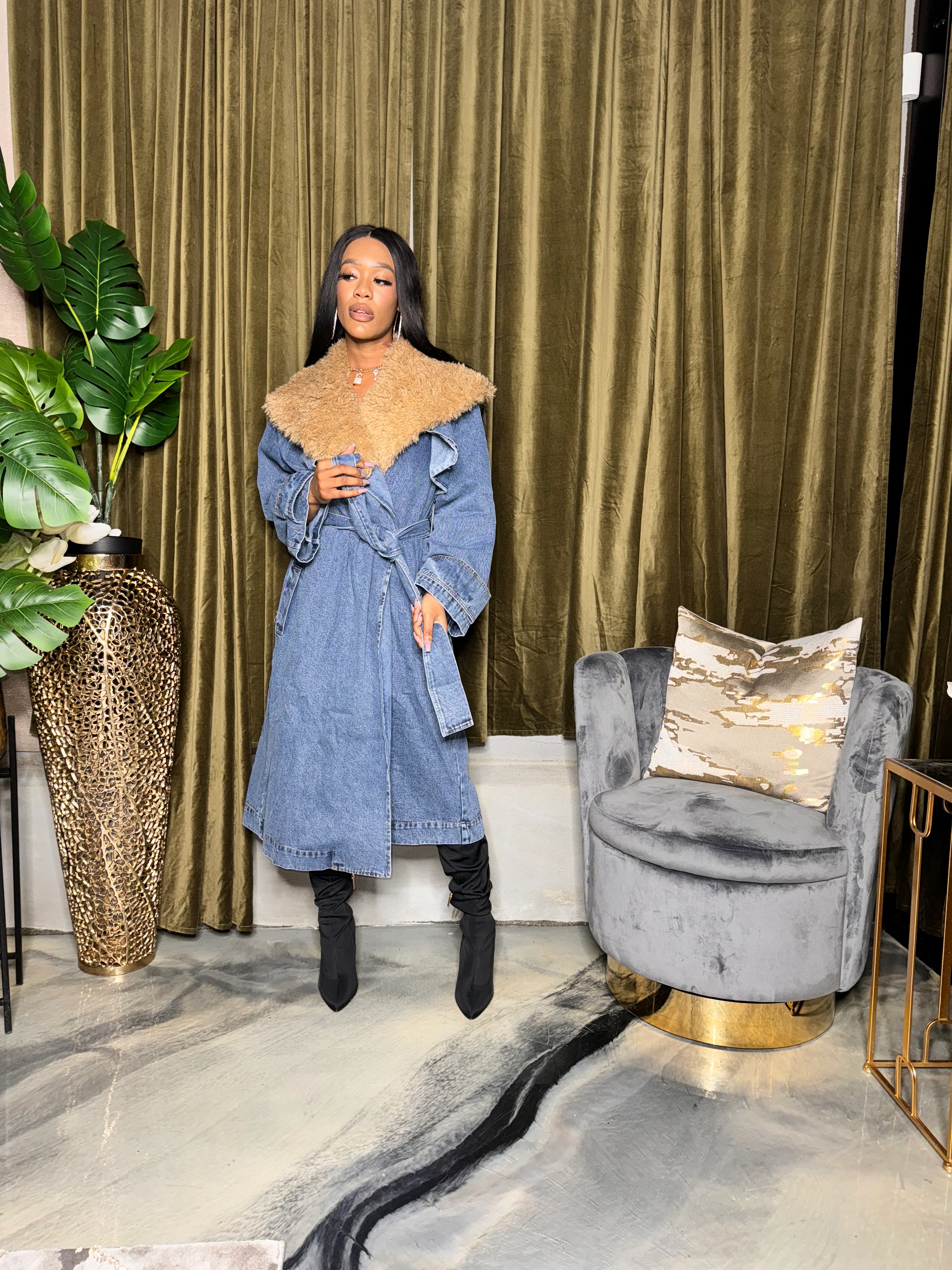 Denim & Fur Coat